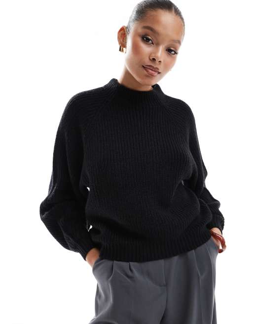 Threadbare high neck sweater in black