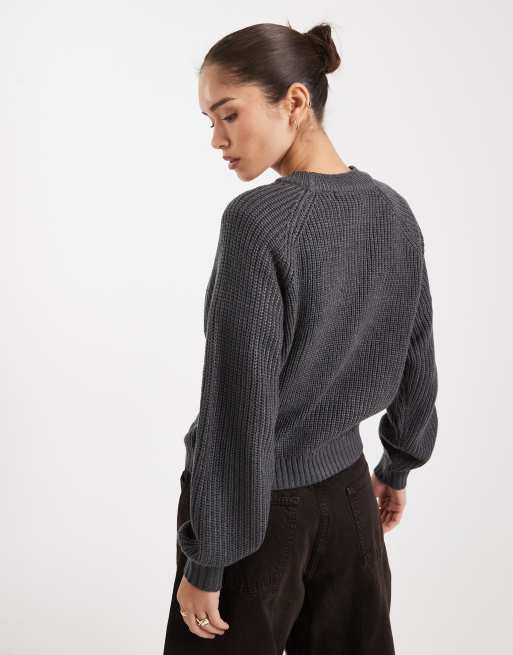 Threadbare high neck sweater in dark gray