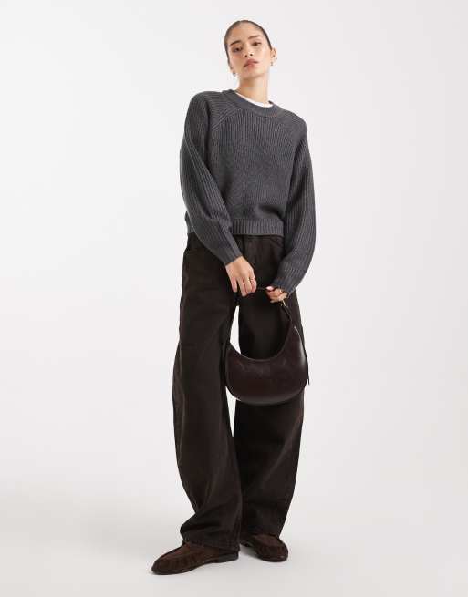 Threadbare high neck sweater in dark gray