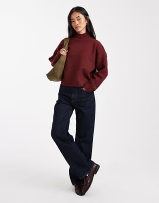 Threadbare High Neck Sweater In Red