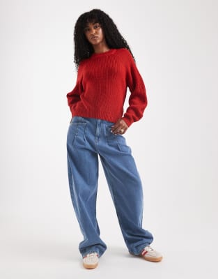 Threadbare High Neck Sweater In Red