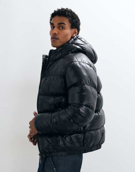 Threadbare high shine hooded puffer jacket in black, 5 of 5