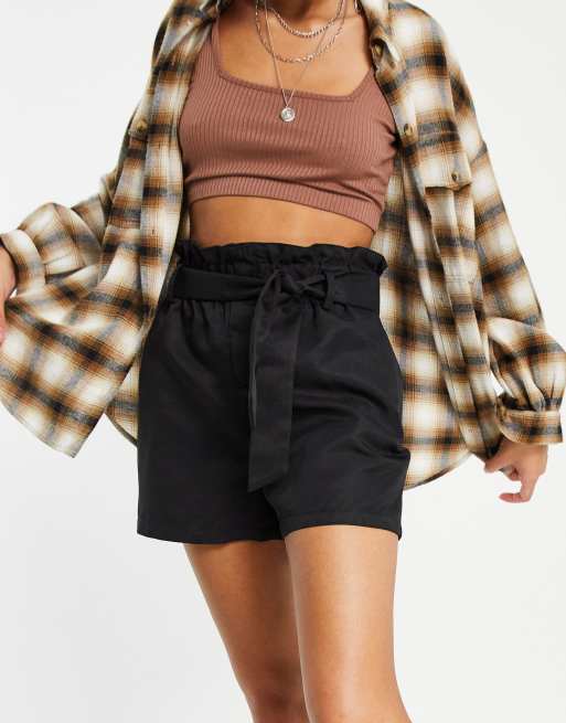 Threadbare high waist belted shorts in black | ASOS