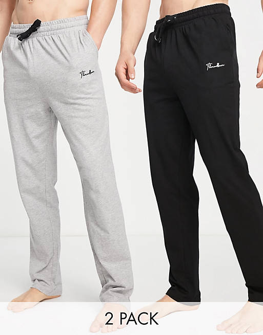 Threadbare hilson 2 pack slim fit lounge joggers in black and grey | ASOS