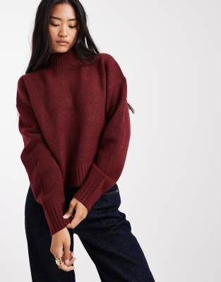 Threadbare - Hochgeschlossener Pullover in Rot