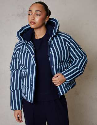 Threadbare Hooded Padded Jacket In Blue