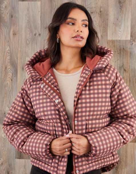 Threadbare Hooded padded jacket in pink - view 1