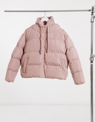 pink hooded puffer jacket