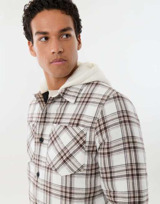 Threadbare Hooded quilted shacket in ecru, 3 of 5