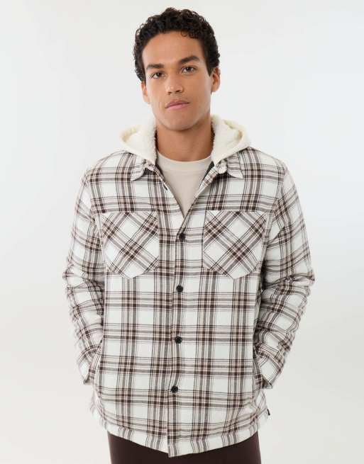 Threadbare Hooded quilted shacket in ecru, 5 of 5