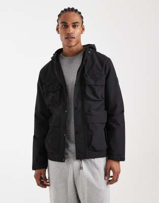 Threadbare Hooded Showerproof Rain Jacket In Black