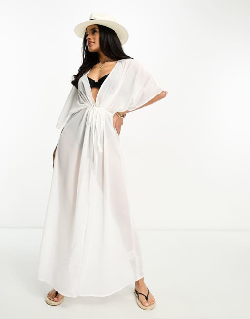Threadbare - Hvid maxi-coverup til stranden, 3 af 4