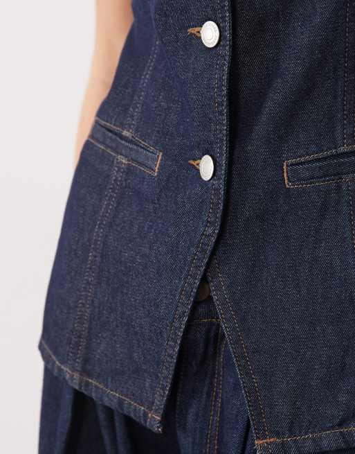 Threadbare – Indigoblå kostymväst med rund halsringning i denim, 4 av 4