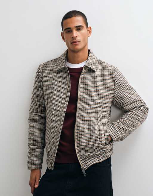 Threadbare jack met kraag van imitatiewol in bruine ruit, 3 van 5