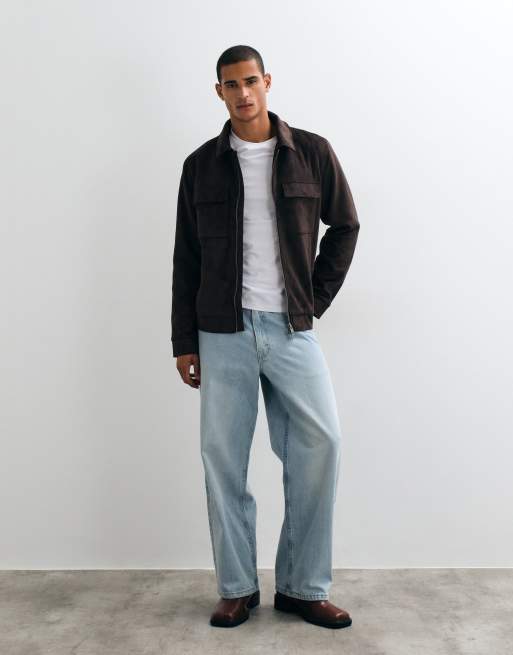 Threadbare jack van imitatiesuède met kraag in chocoladebruin, 2 van 5