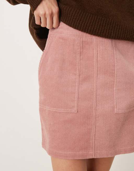 Threadbare – Jasnoróżowa sztruksowa spódnica mini z kieszeniami, 5 z 5