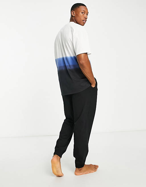 Jay Asos Uomo Abbigliamento Abbigliamento per la notte Loungewear Completo da casa lungo nero e bianco sfumato 