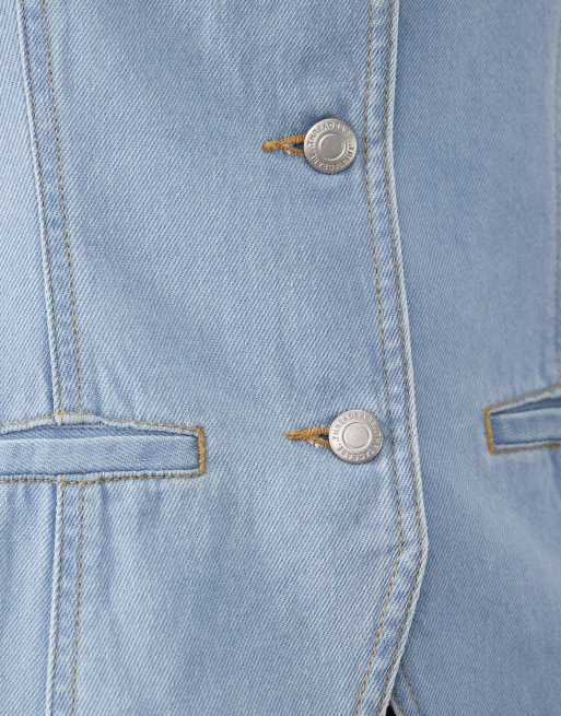 Threadbare – Jeansweste in hellblauer Waschung mit Rundhalsausschnitt, 4 von 4
