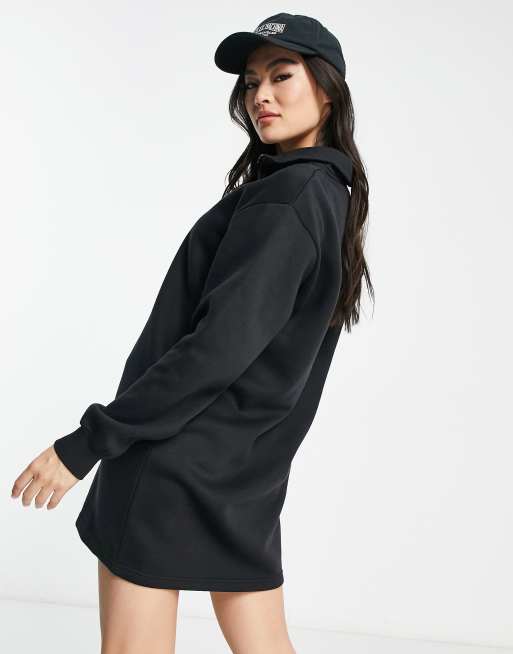 Threadbare Jenna half zip mini sweater dress in black