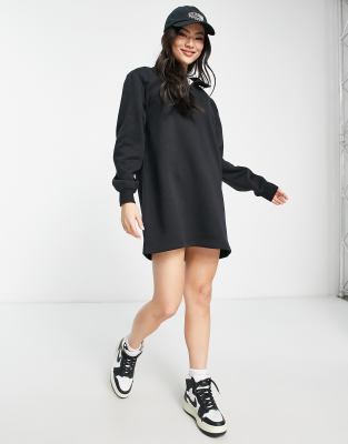 Threadbare Jenna half zip mini sweater dress in black | ASOS