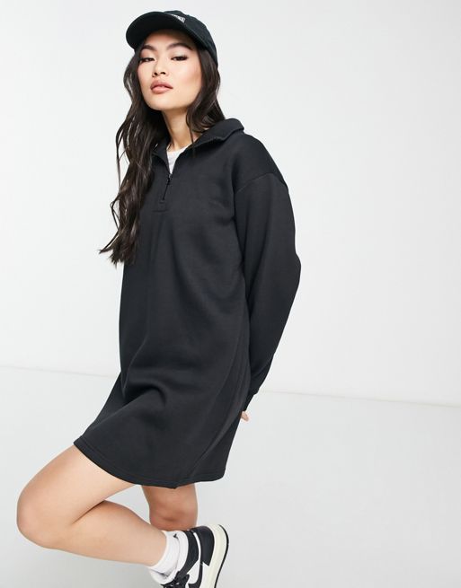 Threadbare - Jenna - Mini sweaterjurk met korte rits in zwart