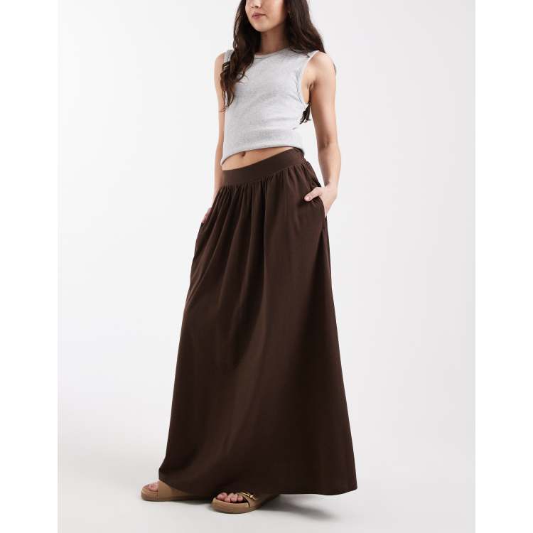 Threadbare jersey a-line midaxi skirt in chocolate brown | ASOS