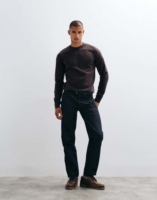 Threadbare jersey de punto con cuello redondo en marrón chocolate, 3 de 5