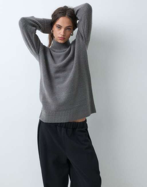 Threadbare jersey de punto con cuello vuelto en gris carbón, 3 de 5