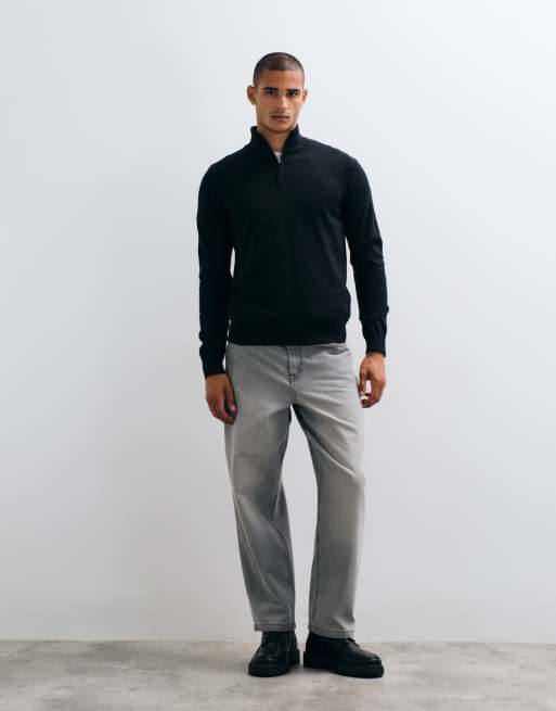 Threadbare - jersey de punto con media cremallera en negro, 3 de 5