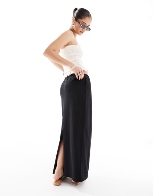 Threadbare jersey maxi skirt in black