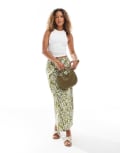 [Threadbare] Threadbare jersey maxi skirt in green paisley print 16 KHAKI
