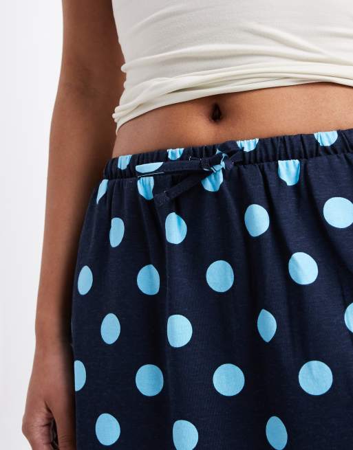Threadbare jersey maxi skirt in navy and blue polka dot print, 3 of 5