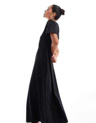 Threadbare jersey midi dress in black