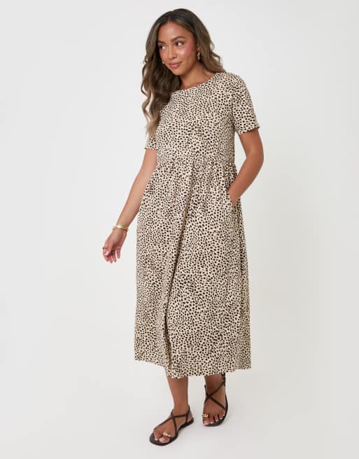 jersey midi dress with pockets Womens Threadbare Sage Green Petite Jersey Midi Smock Dress With Pockets US 4 Petite