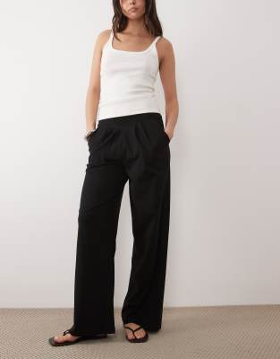 Threadbare jersey pleated pull on pants in black