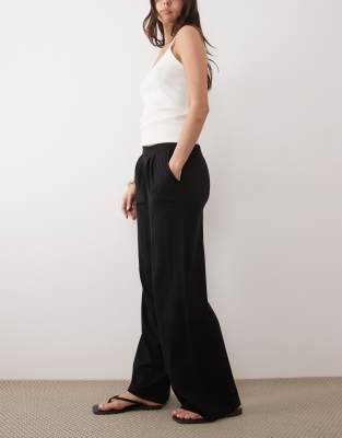 Threadbare Jersey Pleated Pull On Pants In Black