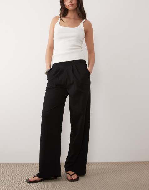 Threadbare jersey pleated pull on trouser in black