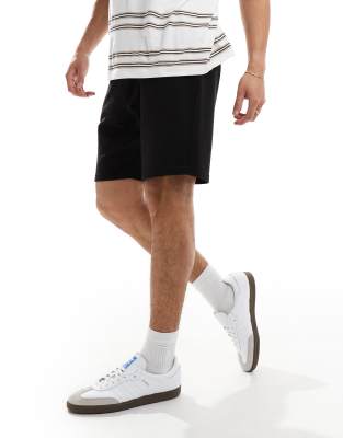 Threadbare Threadbare jersey ribbed shorts with elasticated waist in black
