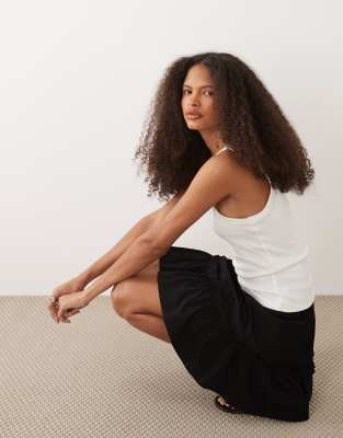 Threadbare Jersey Ruffled Mini Skirt In Black