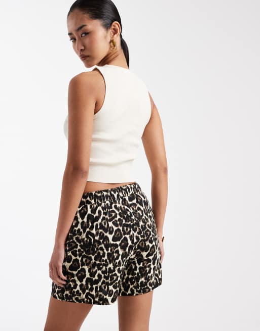 Threadbare - Jersey short met trekkoord en luipaardprint, 4 van 5