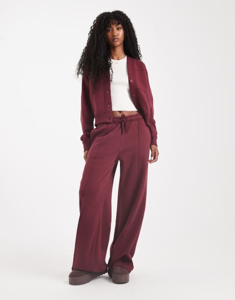 Threadbare jersey straight leg sweatpants in burgundy - part of a set - view 1