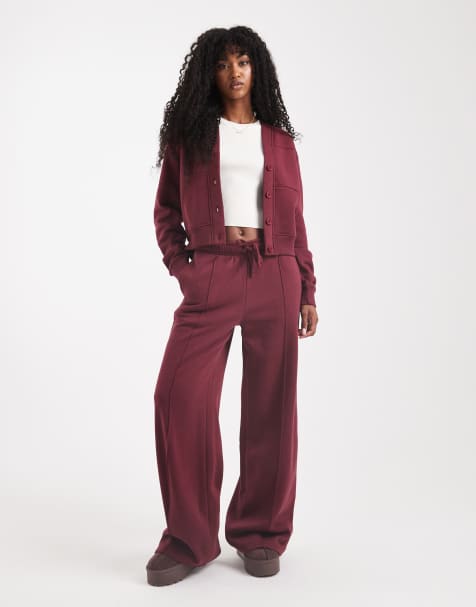 Threadbare jersey sweatsuit set in burgundy - view 1