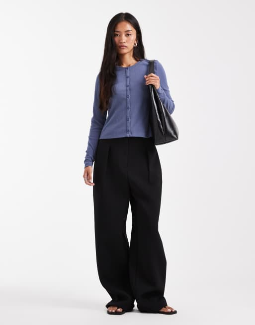Threadbare - Jersey top met lange mouwen en knopen in blauw, 2 van 4