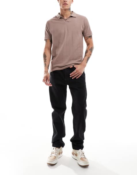 Threadbare jersey trophy neck polo shirt in taupe - view 1