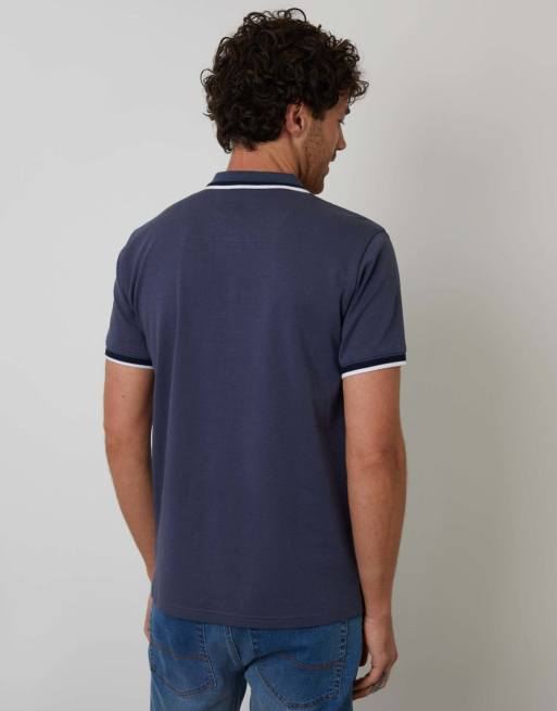 Threadbare Jetted pocket cotton polo shirt in blue, 2 of 4