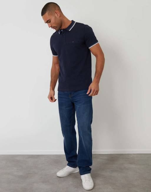 Threadbare Jetted pocket cotton polo shirt in navy, 4 of 4