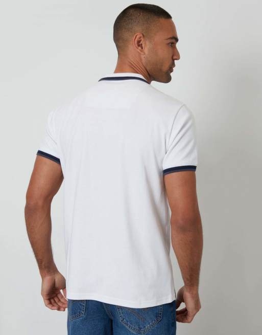 Threadbare Jetted pocket cotton polo shirt in white, 2 of 4