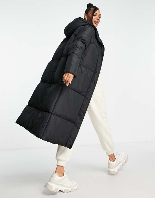 Maxi down coat outlet with hood