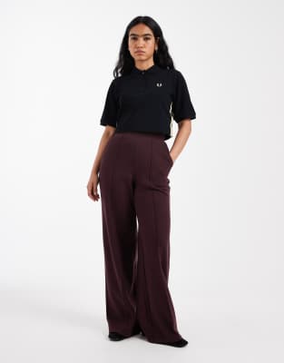 Jogginghose in Strickoptik in Feige mit weitem Bein und Ziernaht-Brown Brown 34