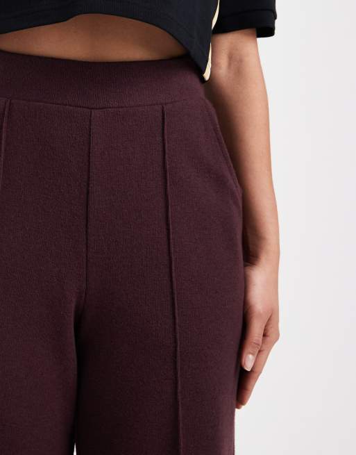 Threadbare – Jogginghose in Strickoptik in Feige mit weitem Bein und Ziernaht, 3 von 5